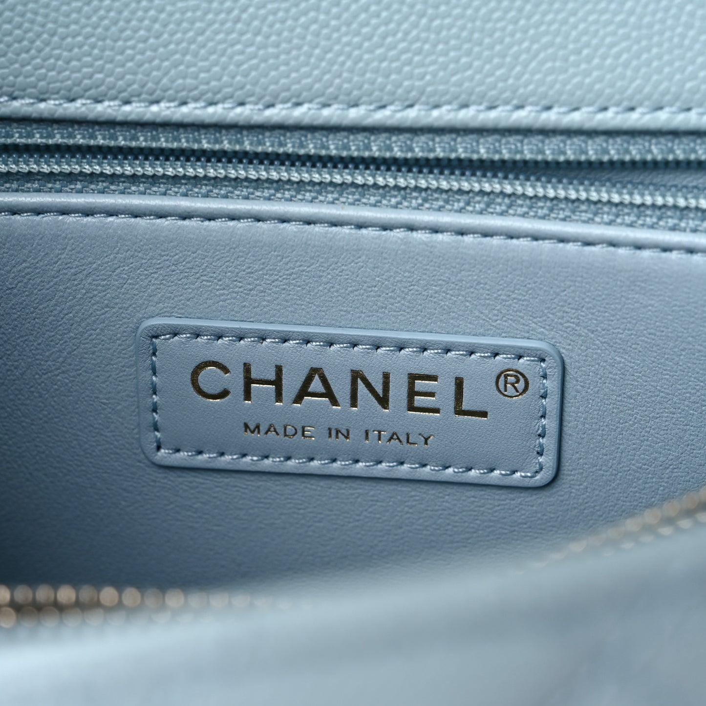 Caviar Quilted Small Coco Handle Flap Light Blue