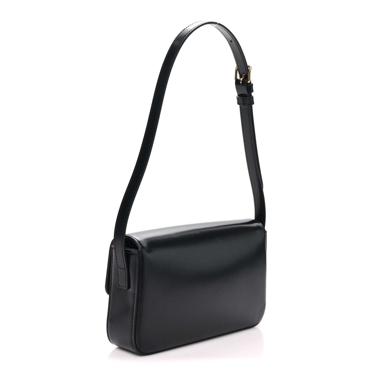 Shiny Calfskin Triomphe Shoulder Bag Black