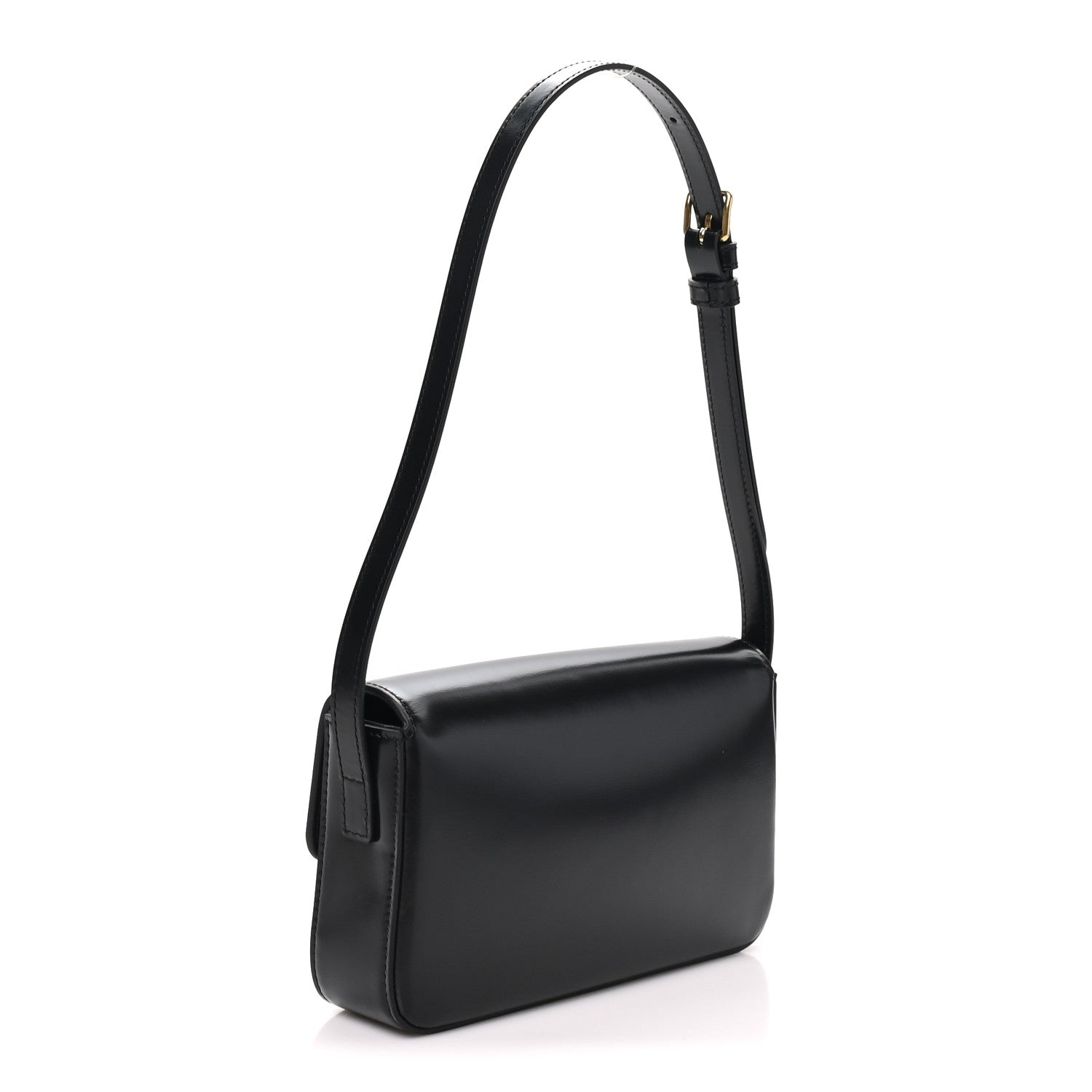 Celine Shiny Calfskin Triomphe Shoulder Bag Black 3 of 9