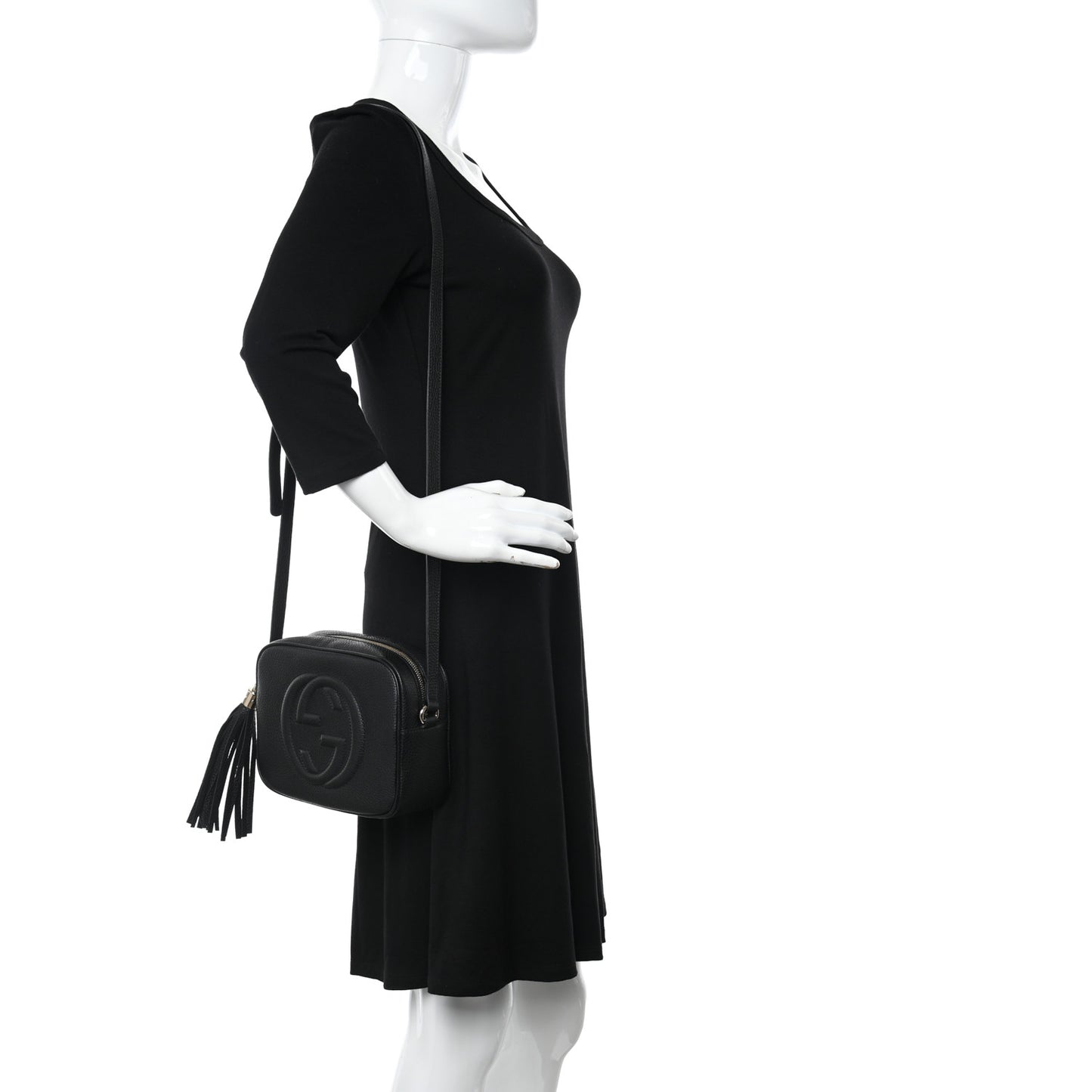 Pebbled Calfskin Small Soho Disco Bag Black