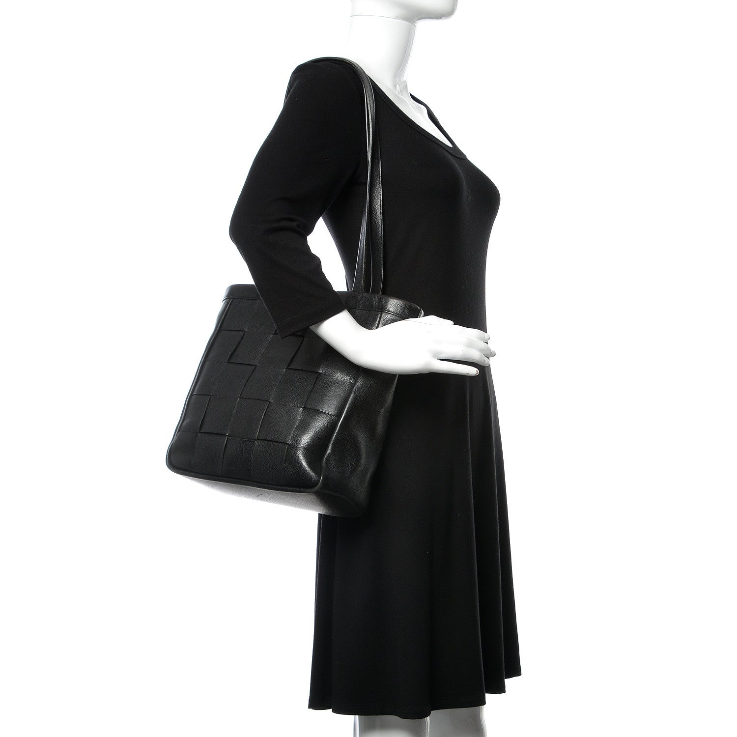 Delvaux Grained Calfskin Woven Shoulder Bag Black 2 of 14