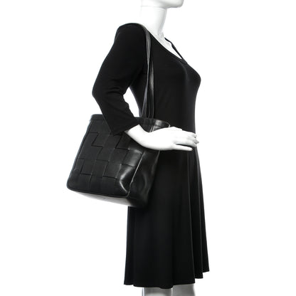 Delvaux Grained Calfskin Woven Shoulder Bag Black 2 of 14