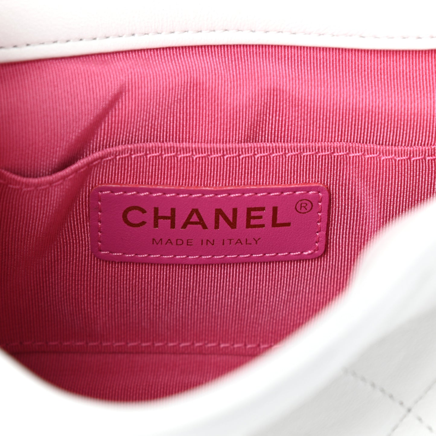 Lambskin Quilted Small Circular Handle Bag White