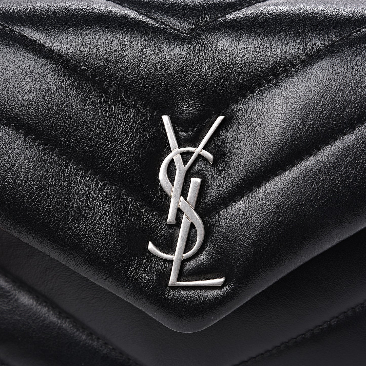 Calfskin Y Quilted Monogram Toy Loulou Crossbody Bag Black