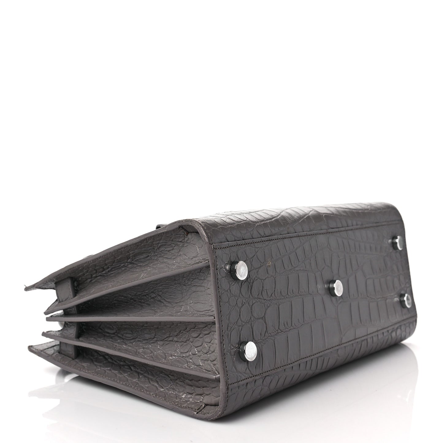 Calfskin Crocodile Embossed Baby Sac De Jour Fog