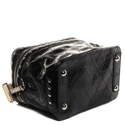 Chanel Distressed Patent Leather Studded Train Case Black 4 of 7
