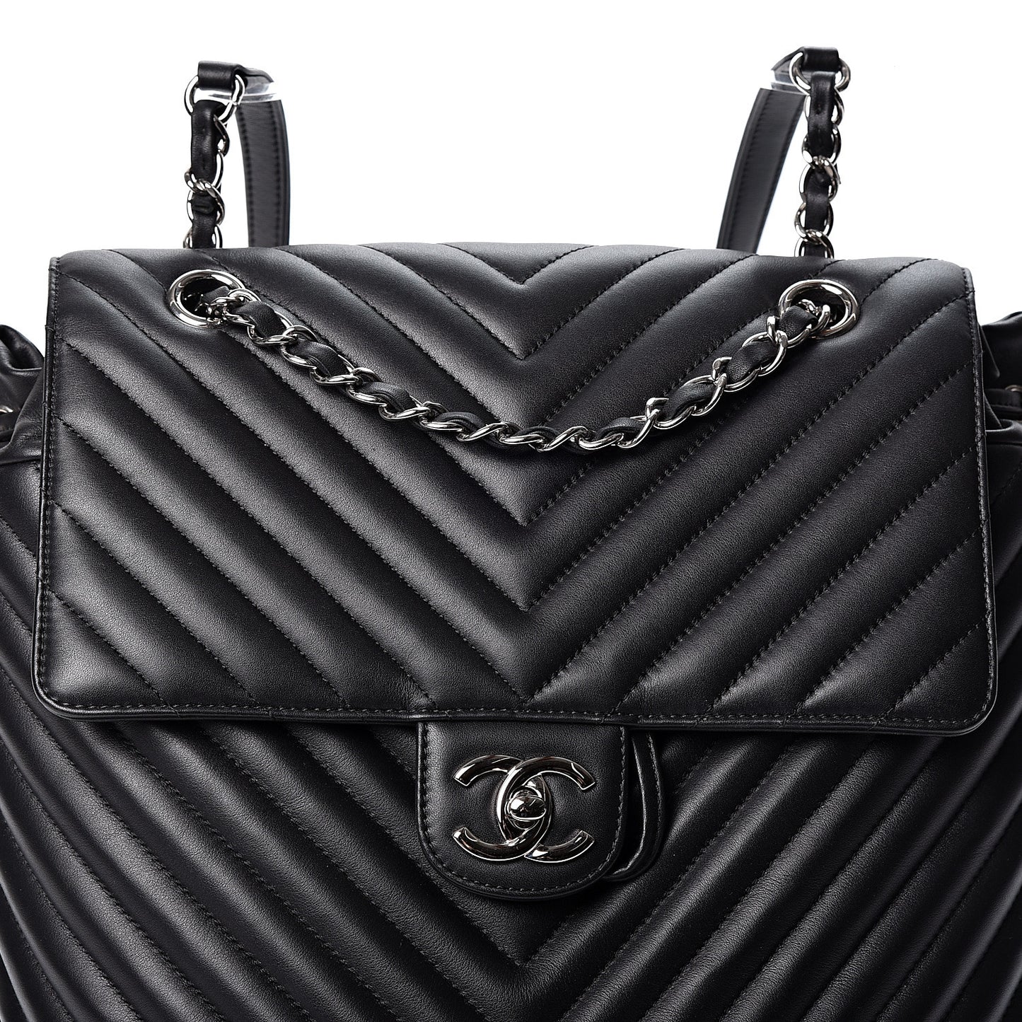 Calfskin Chevron Quilted Large Urban Spirit Backpack Black