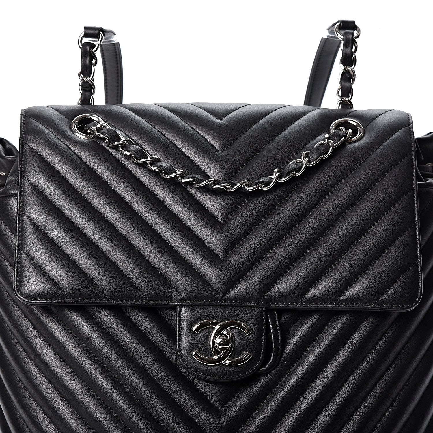 Chanel Calfskin Chevron Quilted Large Urban Spirit Backpack Black 7 of 10