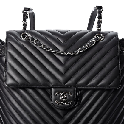 Chanel Calfskin Chevron Quilted Large Urban Spirit Backpack Black 7 of 10