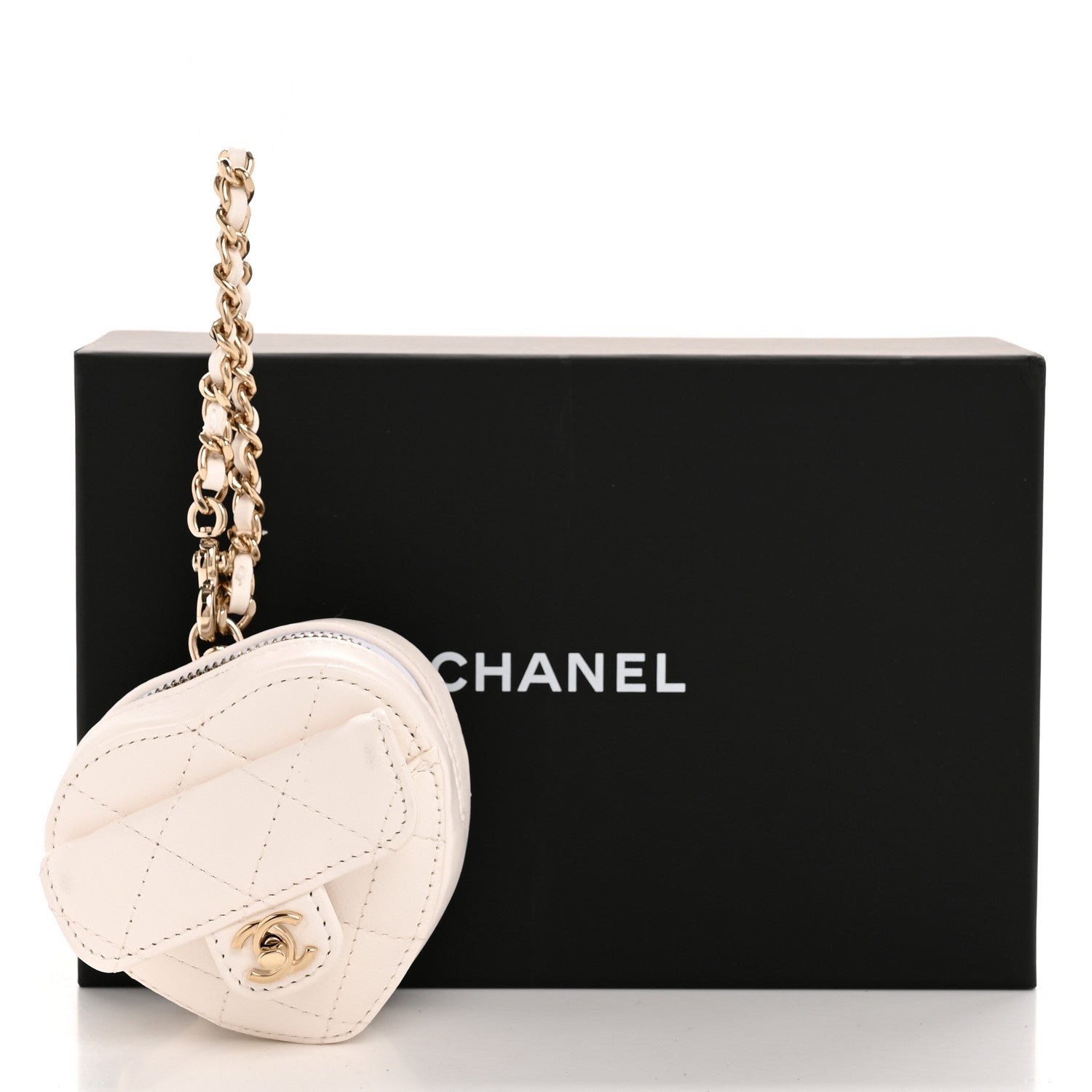 Chanel Lambskin Quilted CC Mini In Love Heart Bag Charm White 6 of 6