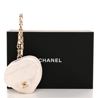 Chanel Lambskin Quilted CC Mini In Love Heart Bag Charm White 6 of 6