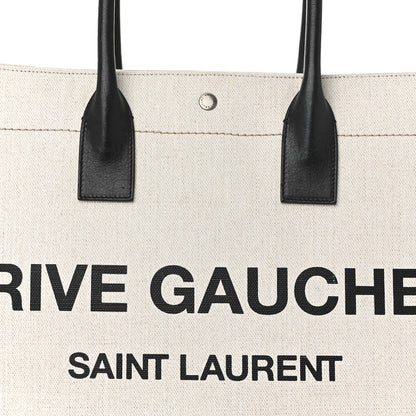 Saint Laurent Linen Calfskin Rive Gauche Tote Optic White 14 of 21