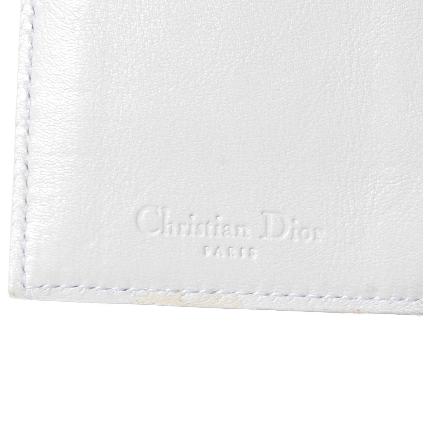 Patent Cannage Lady Dior Charm Wallet White