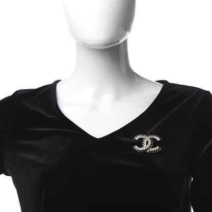 Chanel Crystal Chain CC Brooch Gold 2 of 5