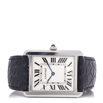 Cartier Stainless Steel Alligator 27mm Tank Solo Quartz Watch 3 of 7