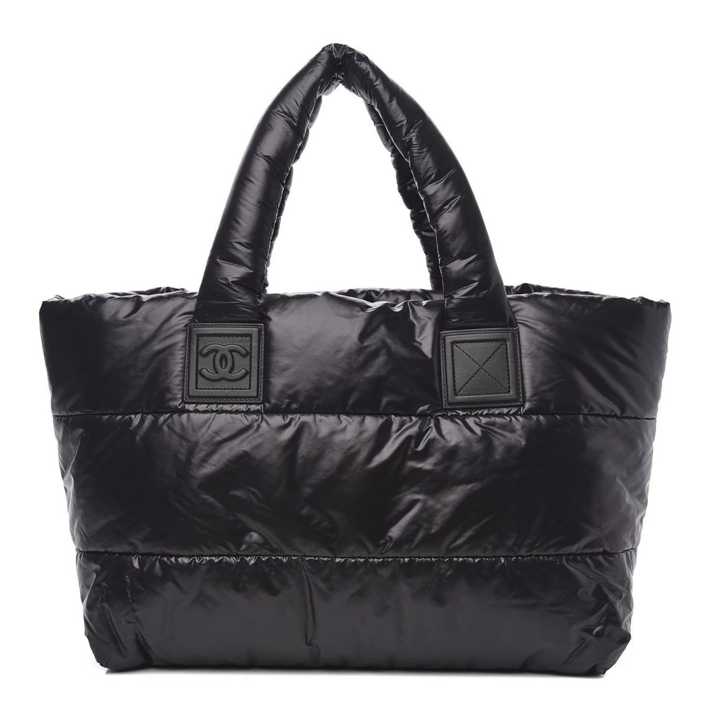 Nylon Quilted Medium Coco Cocoon Reversible Tote Black