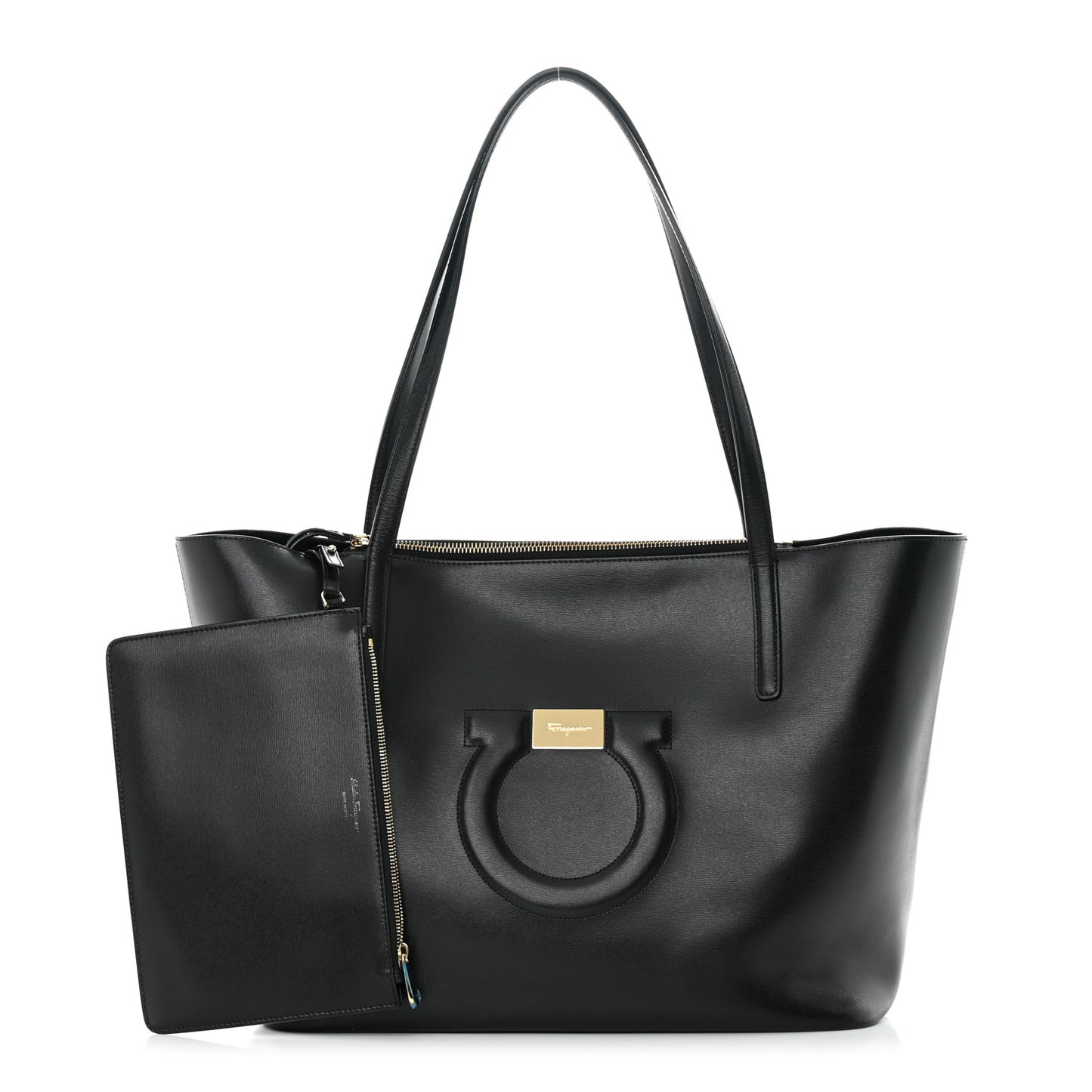 Calfskin Medium Gancini Tote Black
