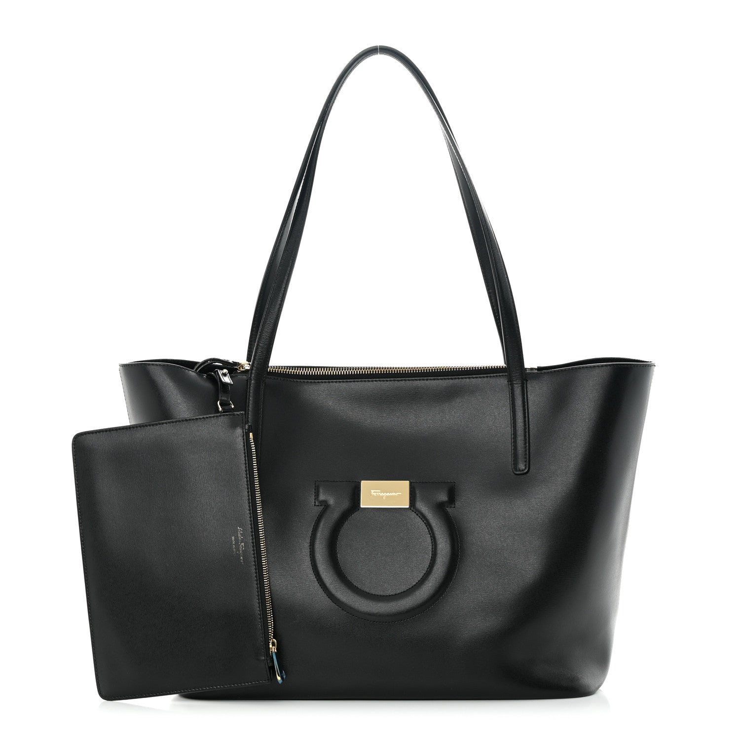 Salvatore Ferragamo Calfskin Medium Gancini Tote Black 1 of 12