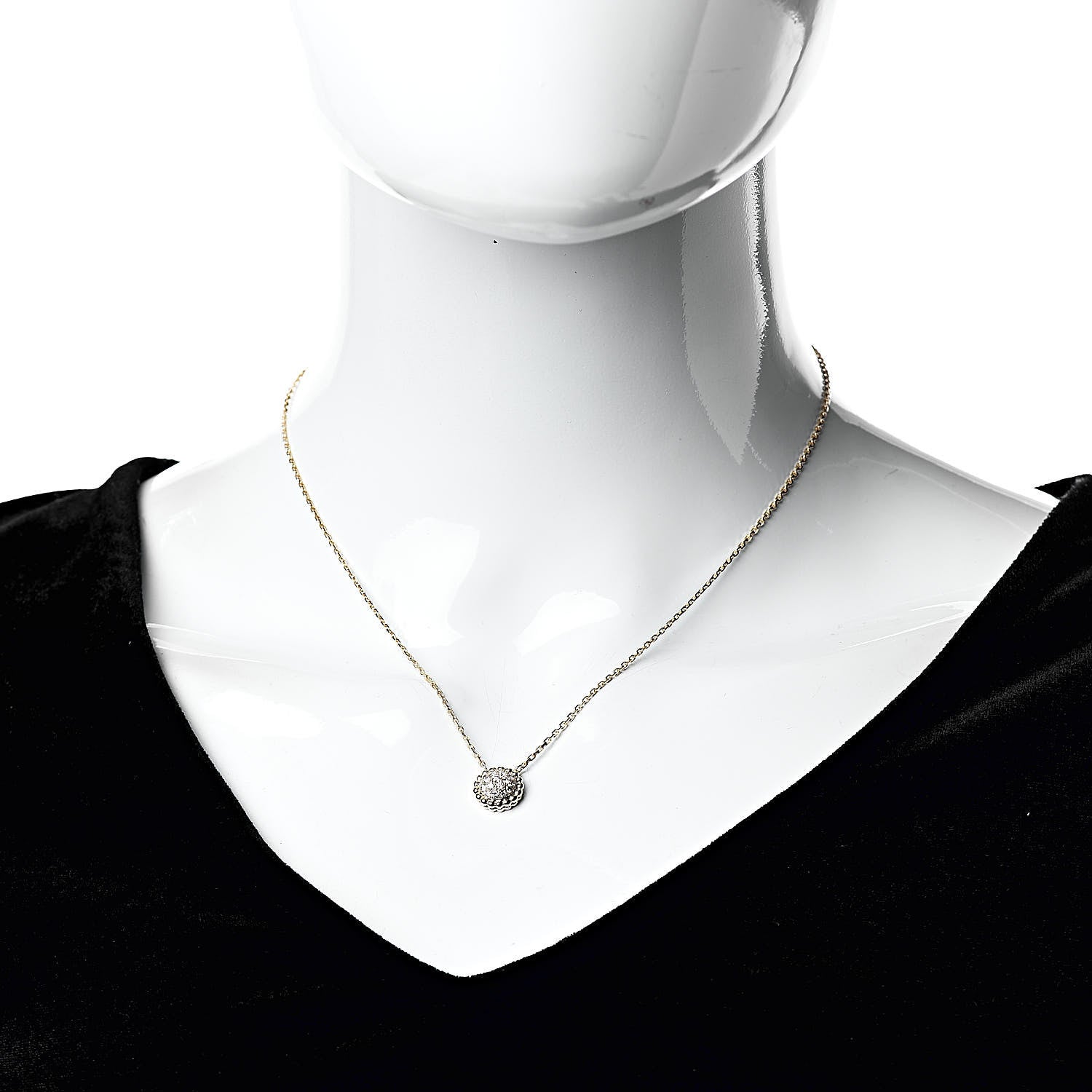 Van Cleef & Arpels 18K Yellow Gold Diamond Perlee Pendant Necklace 2 of 6