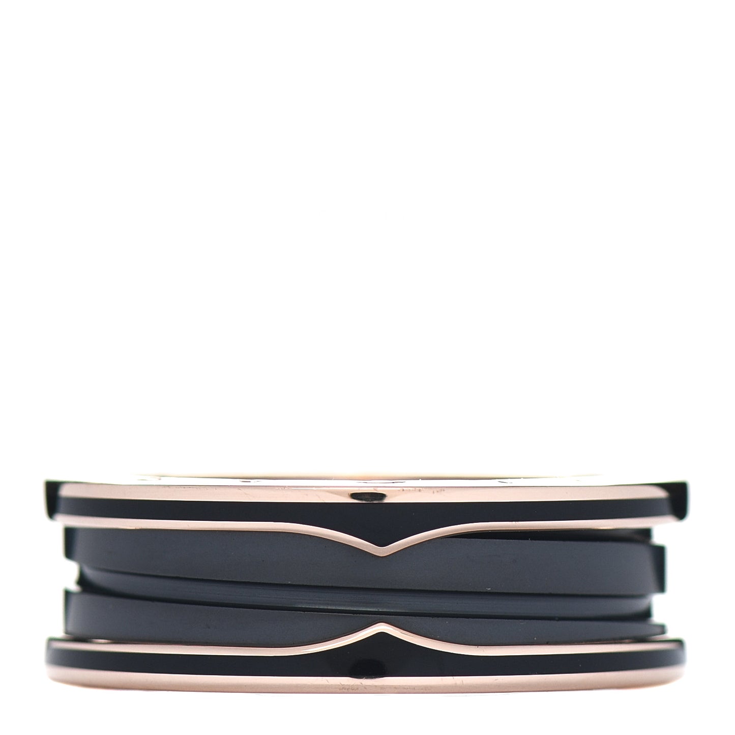 18K Rose Gold Black Ceramic Matte B.Zero1 Two-Band Ring 63 10.25