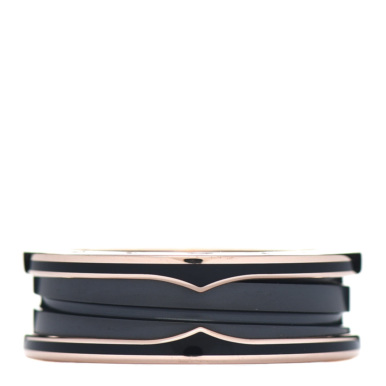 Bulgari 18K Rose Gold Black Ceramic Matte B.Zero1 Two-Band Ring 63 10.25 1 of 6