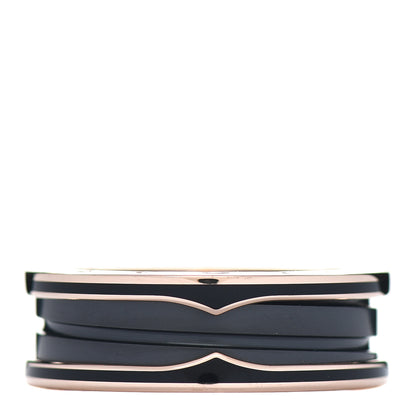 Bulgari 18K Rose Gold Black Ceramic Matte B.Zero1 Two-Band Ring 63 10.25 1 of 6