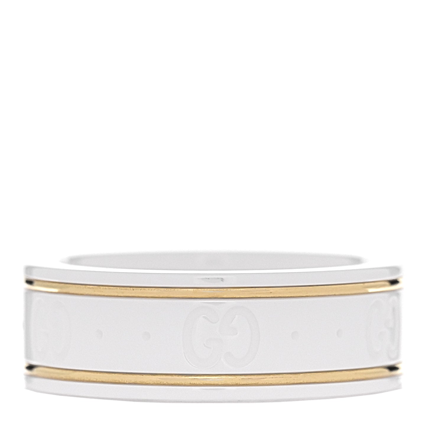 18K Yellow Gold Zirconia 7mm Icon Band Ring 53 6.5 White