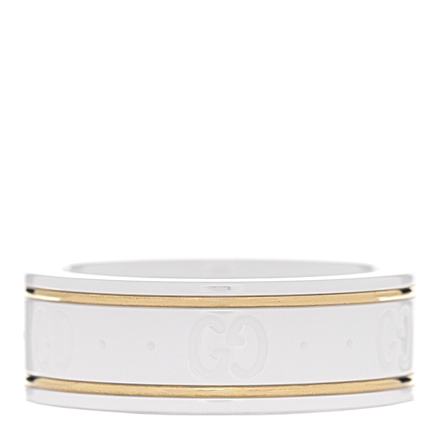 Gucci 18K Yellow Gold Zirconia 7mm Icon Band Ring 53 6.5 White 3 of 7