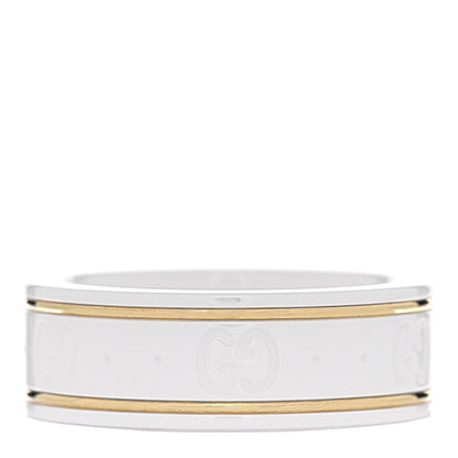 Gucci 18K Yellow Gold Zirconia 7mm Icon Band Ring 53 6.5 White 3 of 7