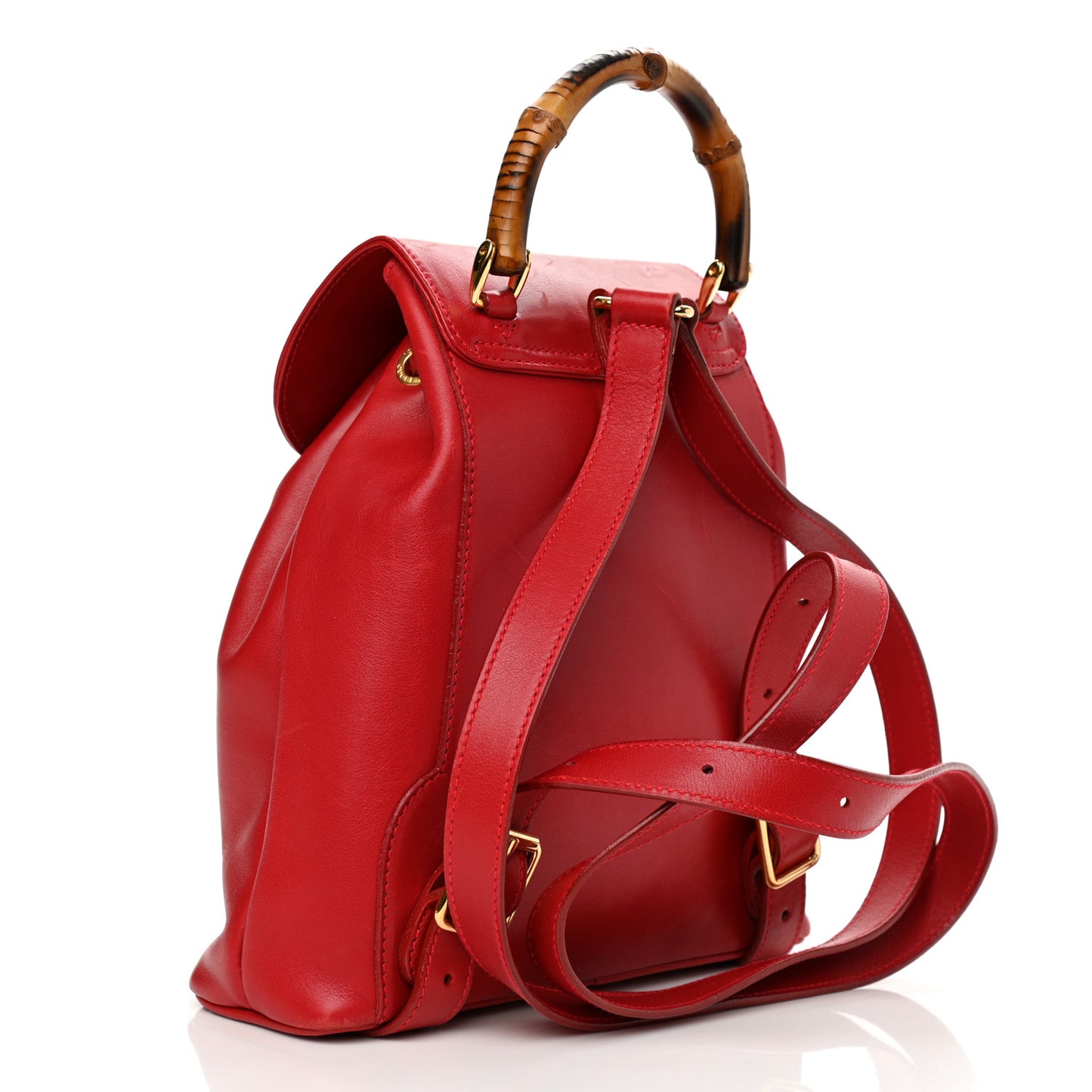Calfskin Bamboo Mini Backpack Red