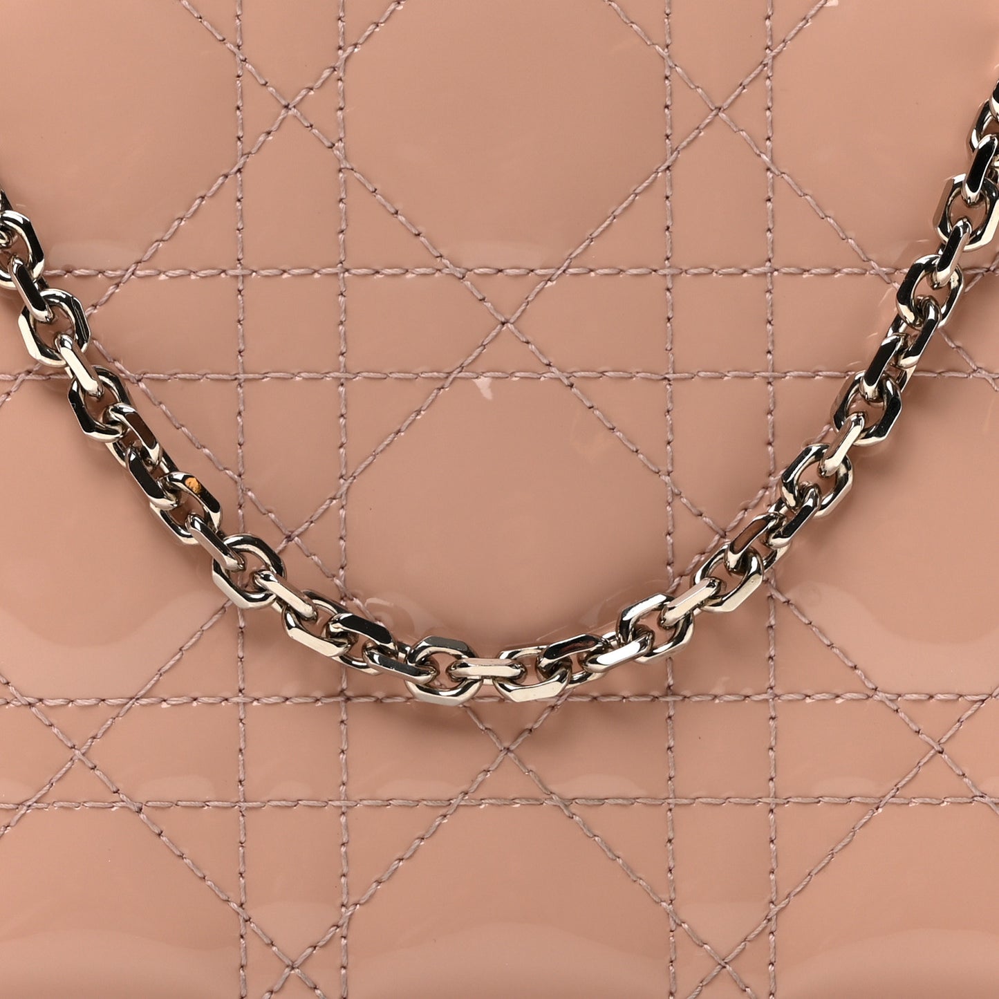 Patent Cannage Lady Dior Chain Wallet Rose Clair