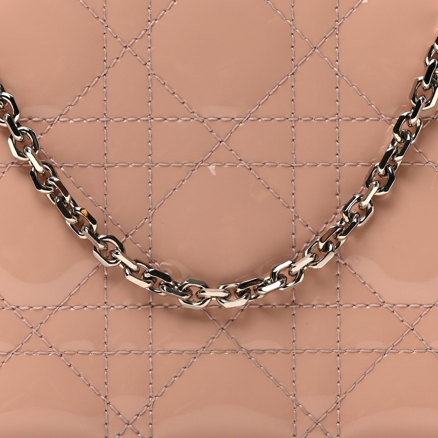 Christian Dior Patent Cannage Lady Dior Chain Wallet Rose Clair 7 of 9