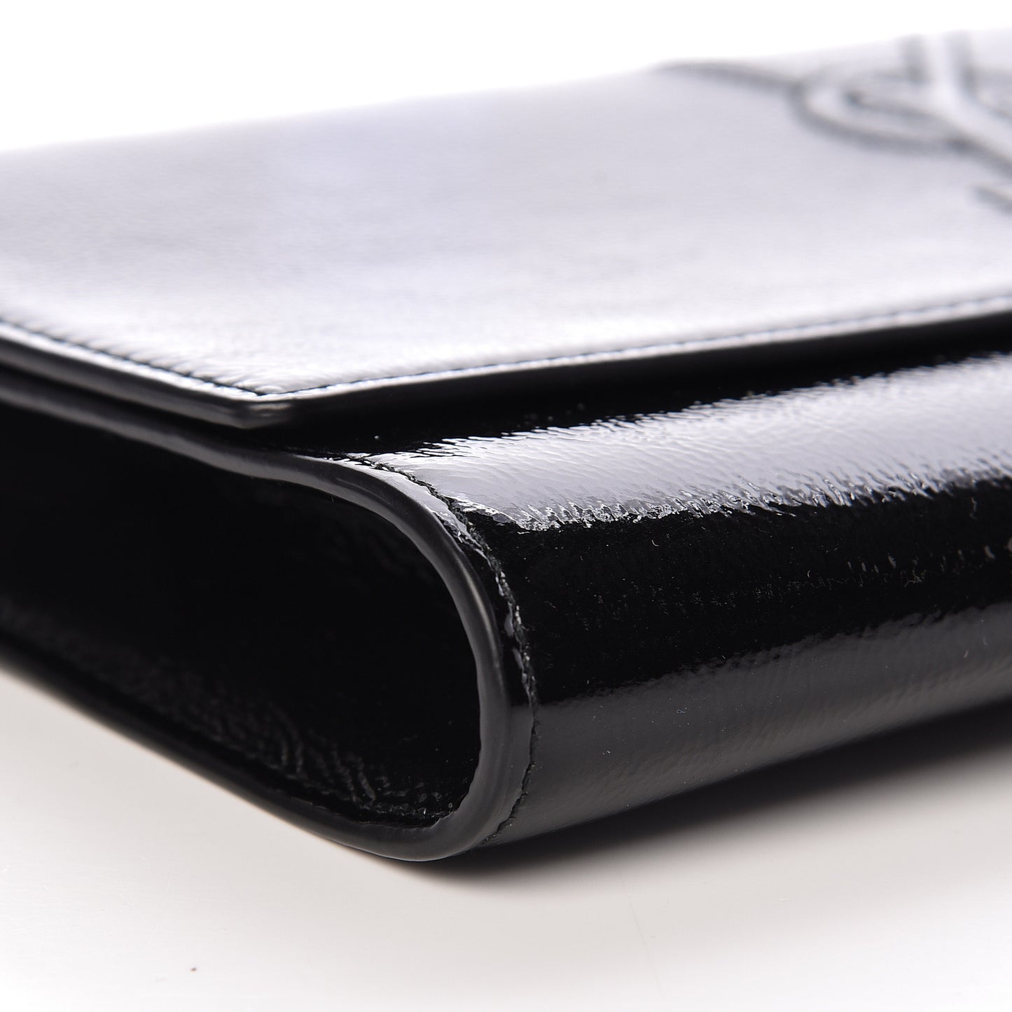 Textured Patent Monogram Large Belle De Jour Clutch Black