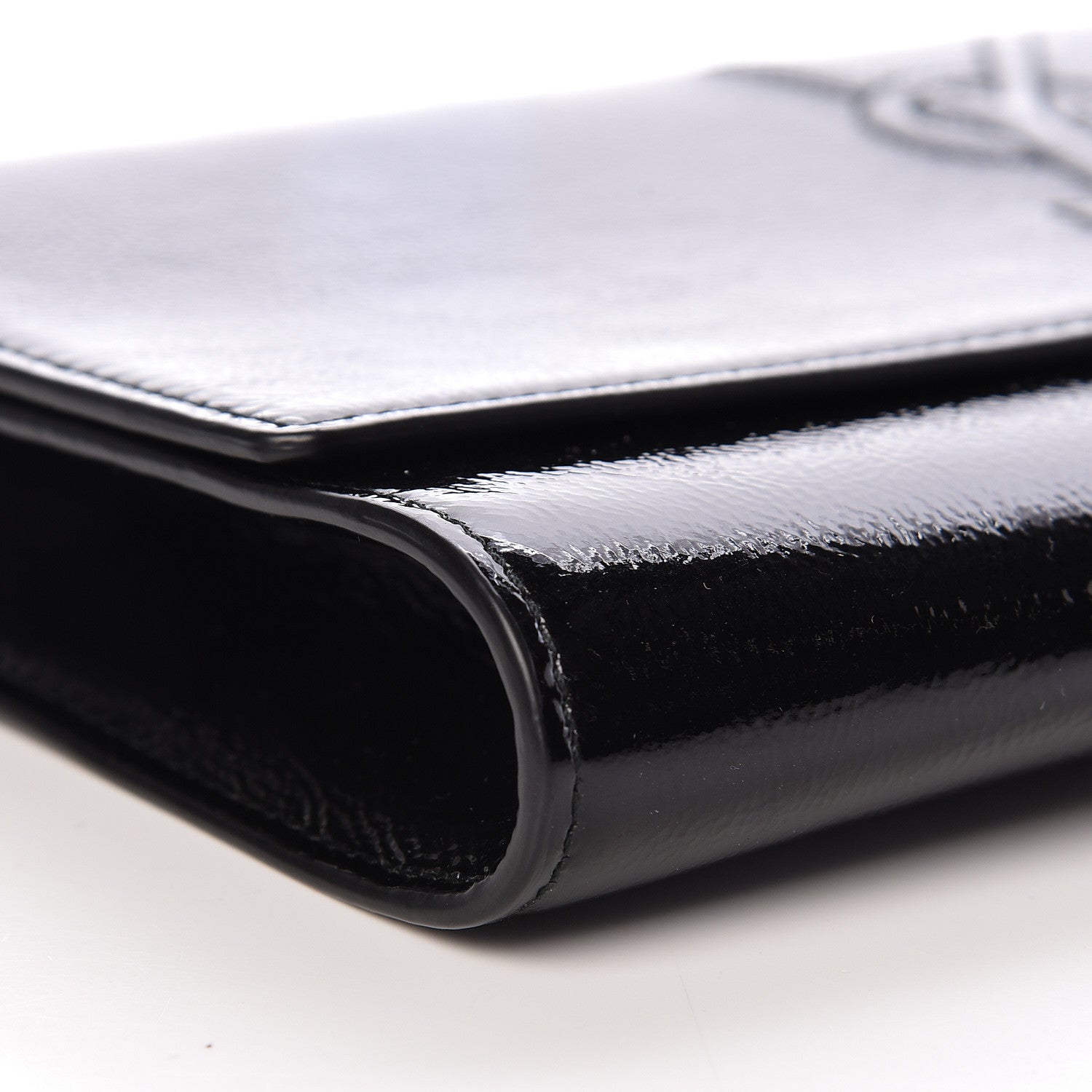 Saint Laurent Textured Patent Monogram Large Belle De Jour Clutch Black 8 of 12