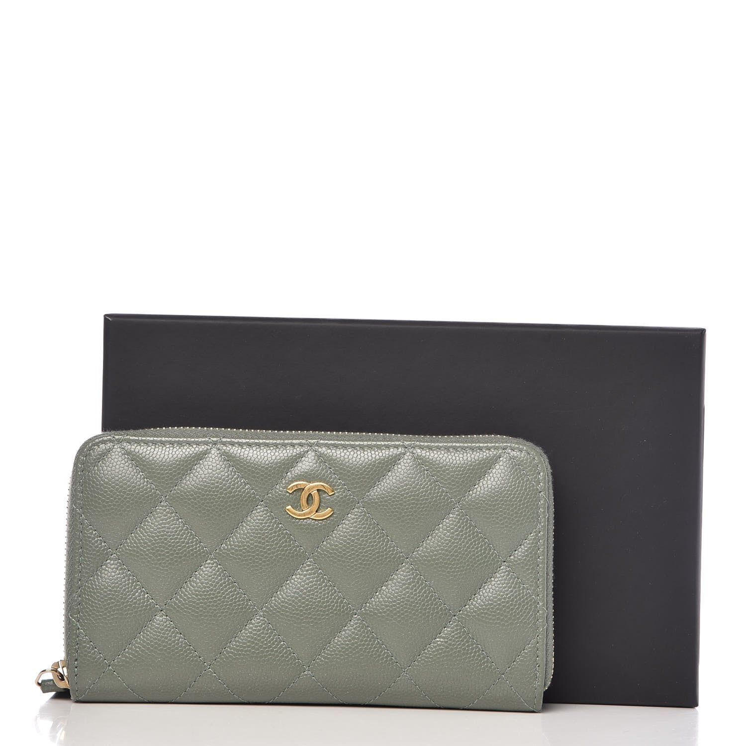 Chanel Iridescent Caviar Quilted Medium Zip Around Wallet Light Green 9 of 9