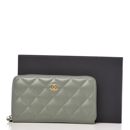 Chanel Iridescent Caviar Quilted Medium Zip Around Wallet Light Green 9 of 9