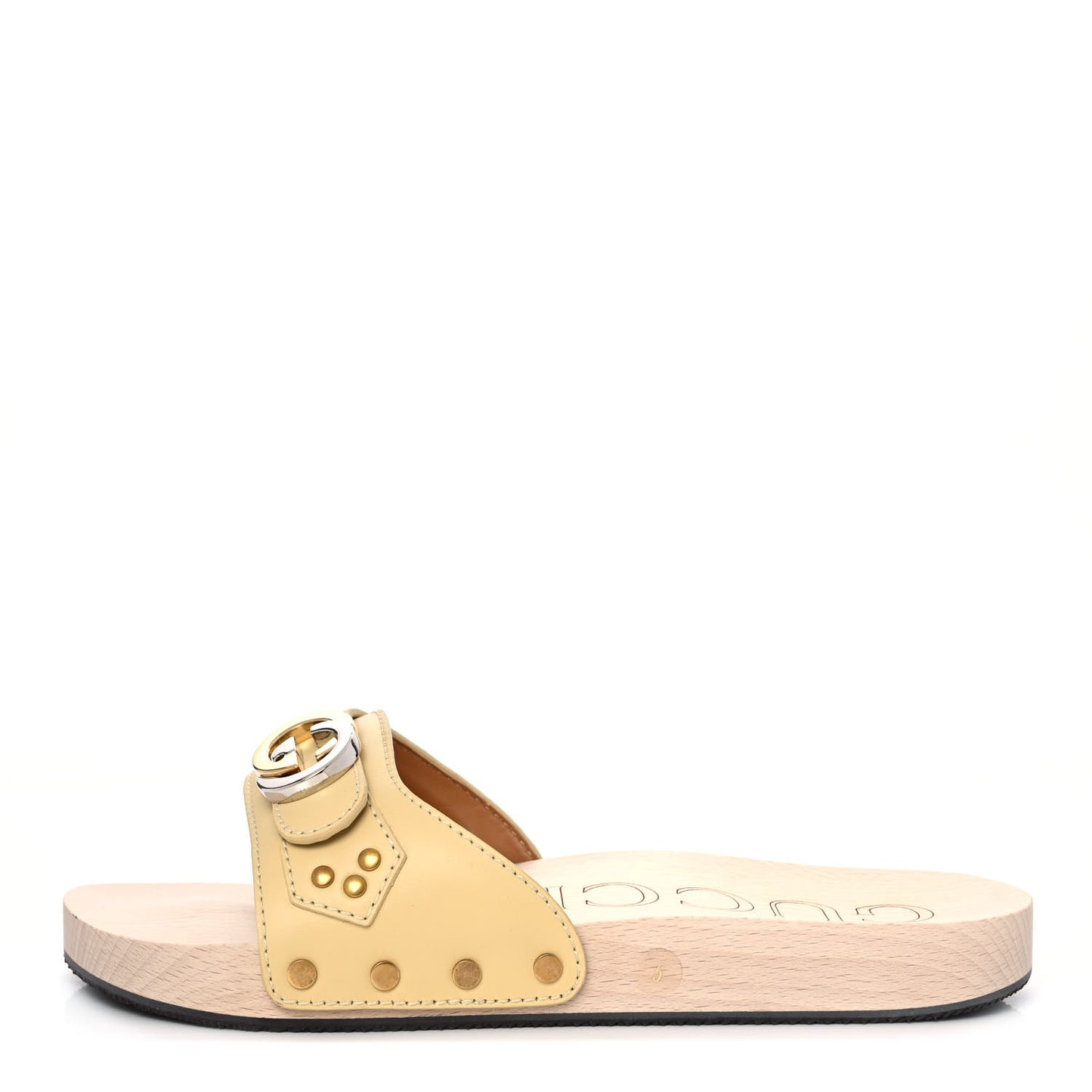 Calfskin Interlocking G Mens Slide Sandals 5 Burro