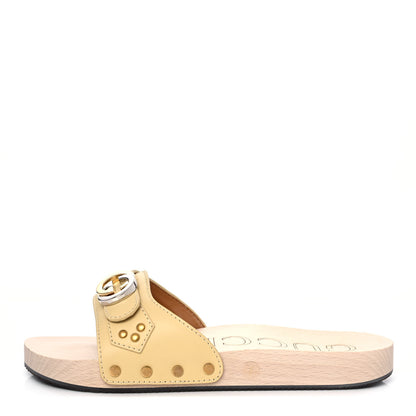 Gucci Calfskin Interlocking G Mens Slide Sandals 5 Burro 1 of 10