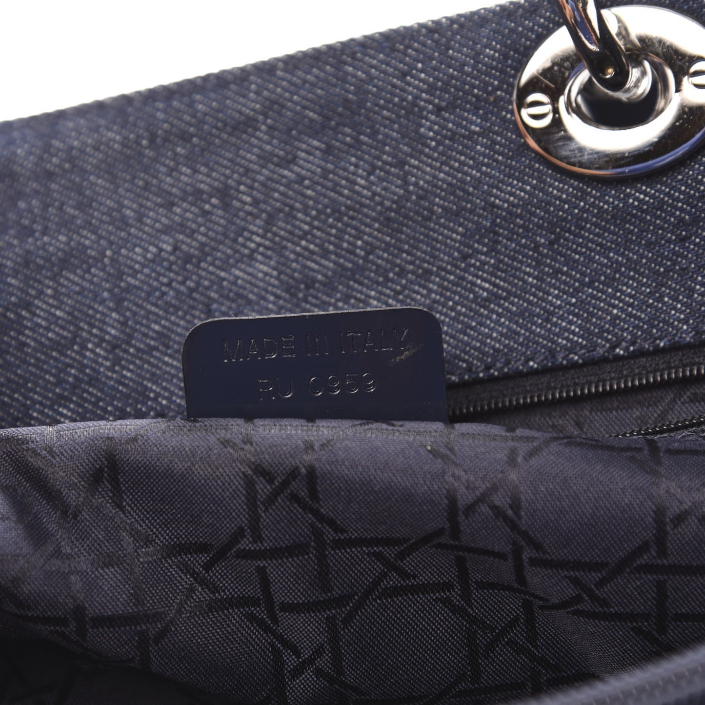 Denim Cannage Large Lady Dior Tote Blue