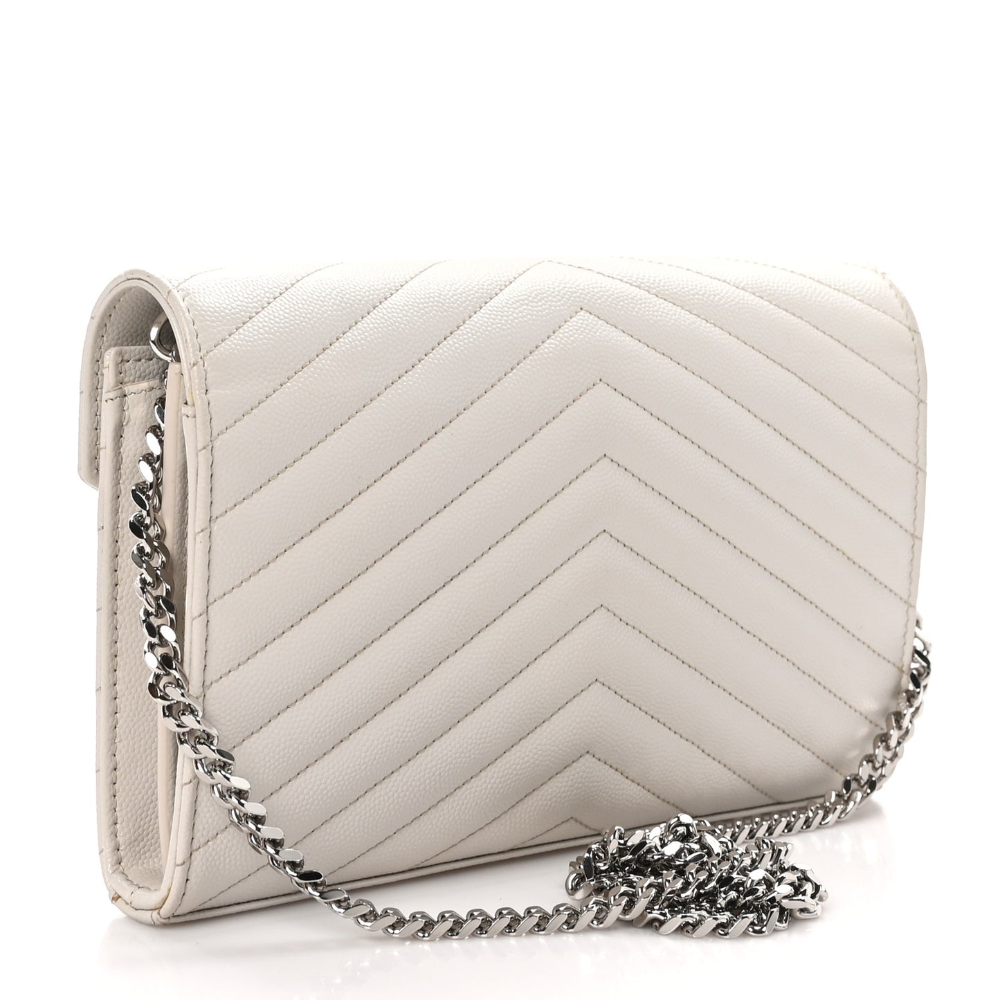 Grain De Poudre Matelasse Chevron Monogram Chain Wallet Crema Soft