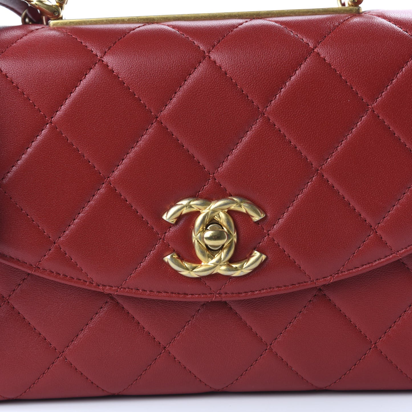 Lambskin Quilted CC Flap Bag Dark Red