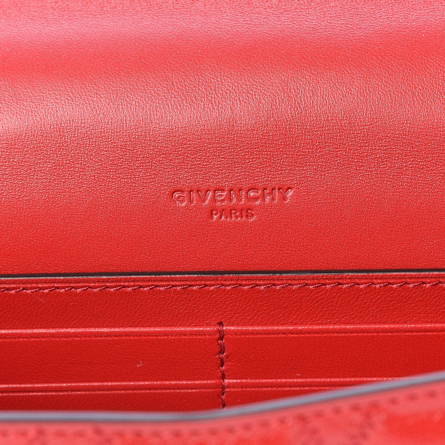 Givenchy Goatskin Quilted GV3 Strap Wallet Vermillon 7 of 12