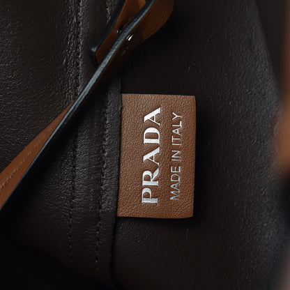 Prada Calfskin Studded Tote Dark Brown 8 of 10