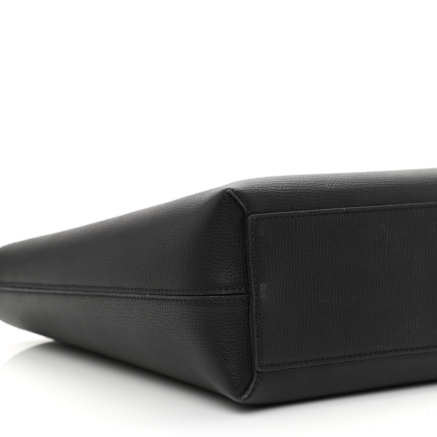 Grainy Calfskin Haymarket Check Small Reversible Tote Black