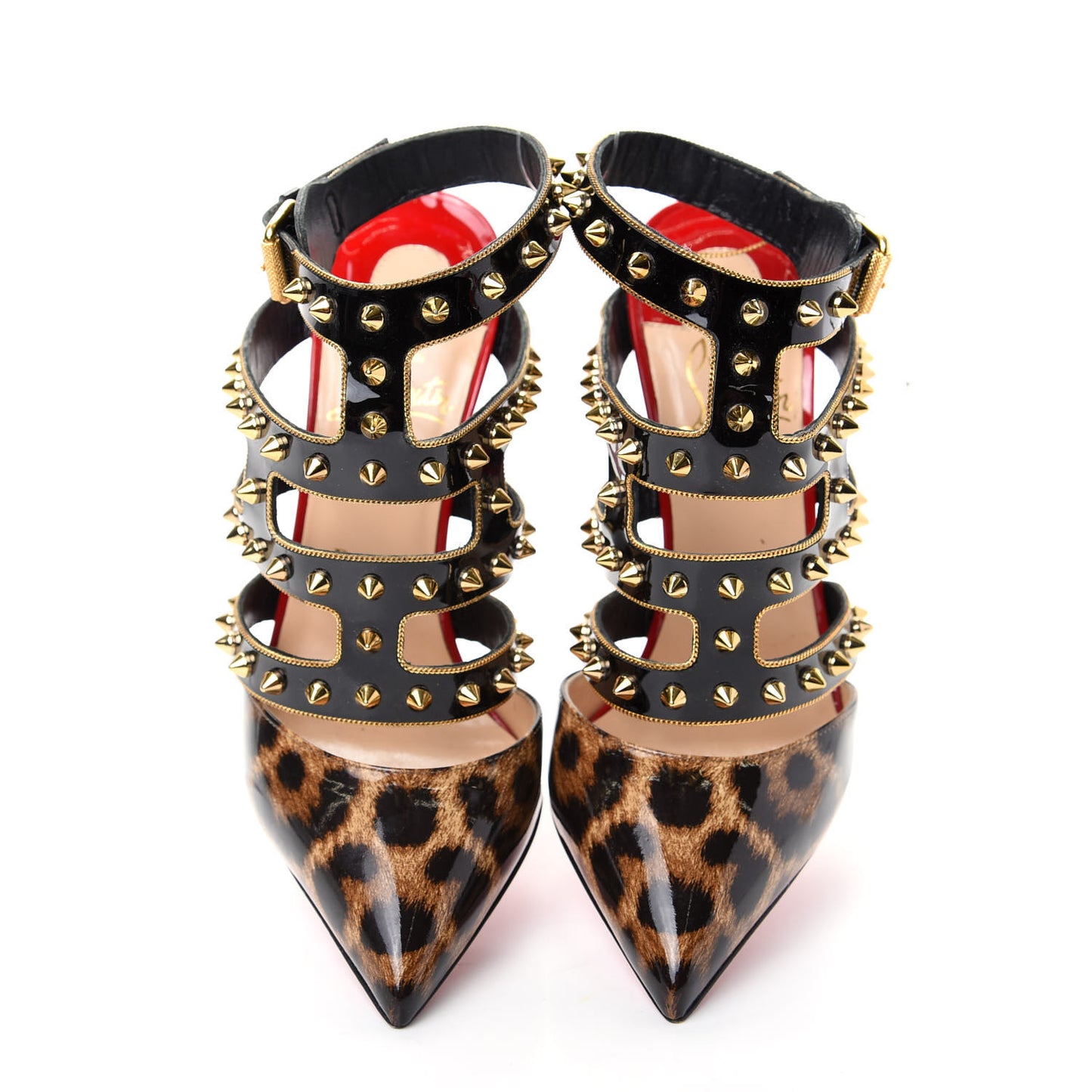 Patent Leopard Print Tchicaboum 100 Pumps 36.5 Version Brown