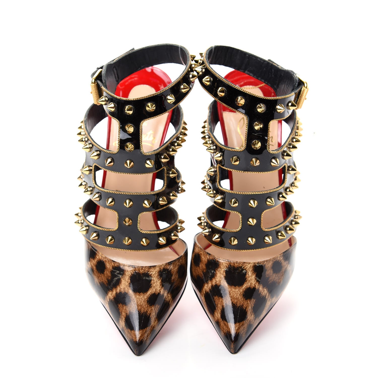 Christian Louboutin Patent Leopard Print Tchicaboum 100 Pumps 36.5 Version Brown 5 of 10