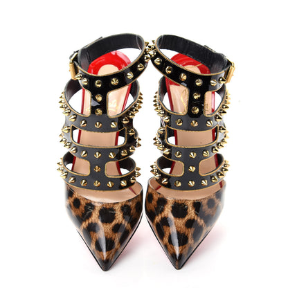 Christian Louboutin Patent Leopard Print Tchicaboum 100 Pumps 36.5 Version Brown 5 of 10
