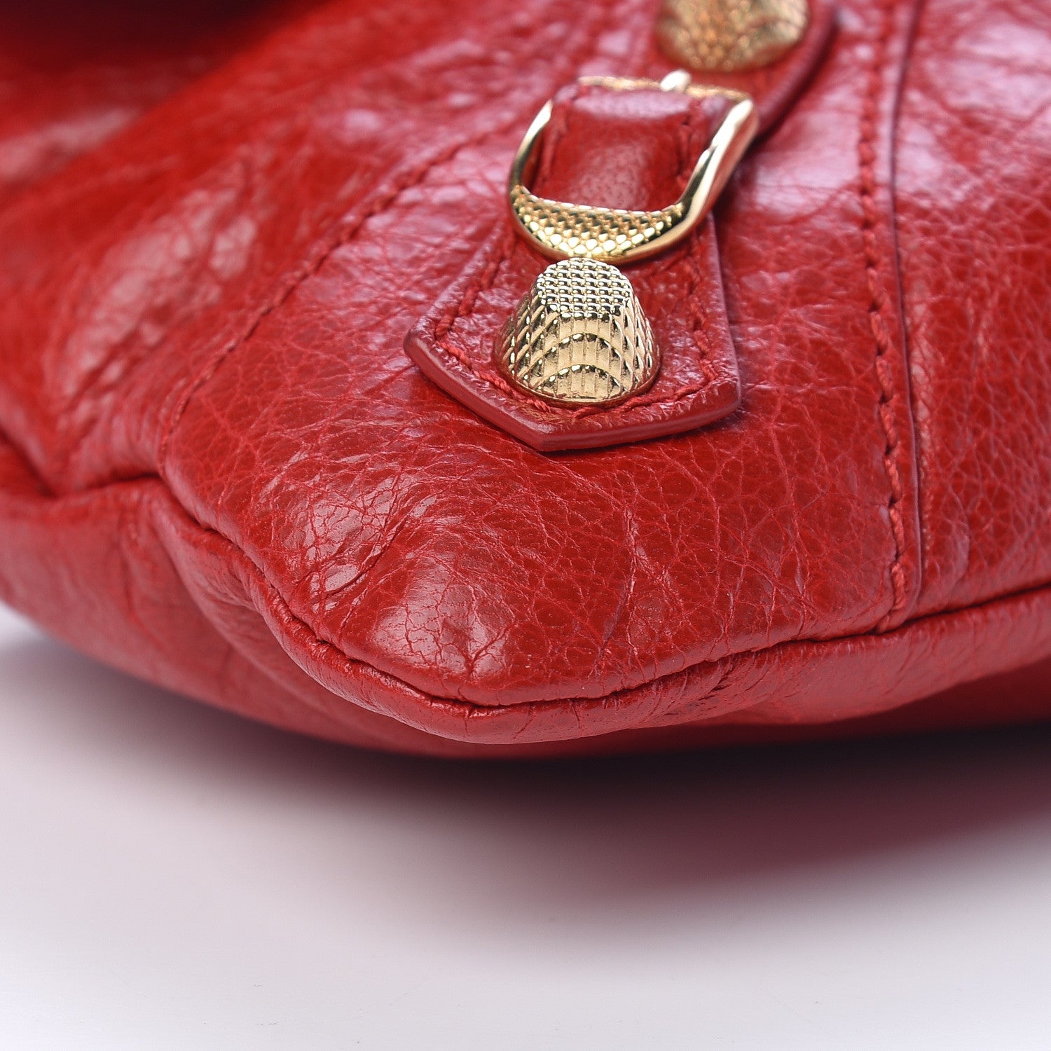 Balenciaga Agneau Giant 12 Gold Hardware Envelope Strap Clutch Rouge Lipstick 9 of 10