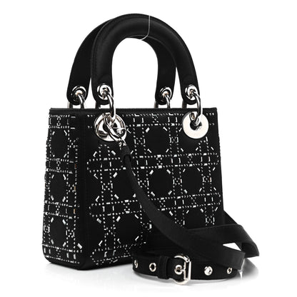 Christian Dior Satin Crystal Cannage Mini Lady Dior Black 2 of 7