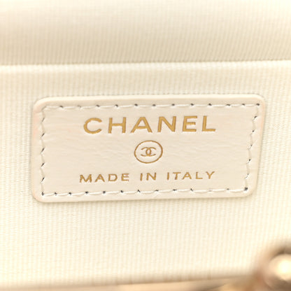 Chanel Shiny Calfskin Quilted Flap Phone Holder With Chain White 6 of 9